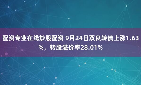 配资专业在线炒股配资 9月24日双良转债上涨1.63%,转股溢价率28.01%