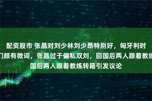 配资股市 张晶对刘少林刘少昂特别好,匈牙利时其他人就对他们颇有微词,张晶过于偏私双刘,回国后两人跟着教练转籍引发议论