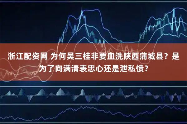 浙江配资网 为何吴三桂非要血洗陕西蒲城县？是为了向满清表忠心还是泄私愤？